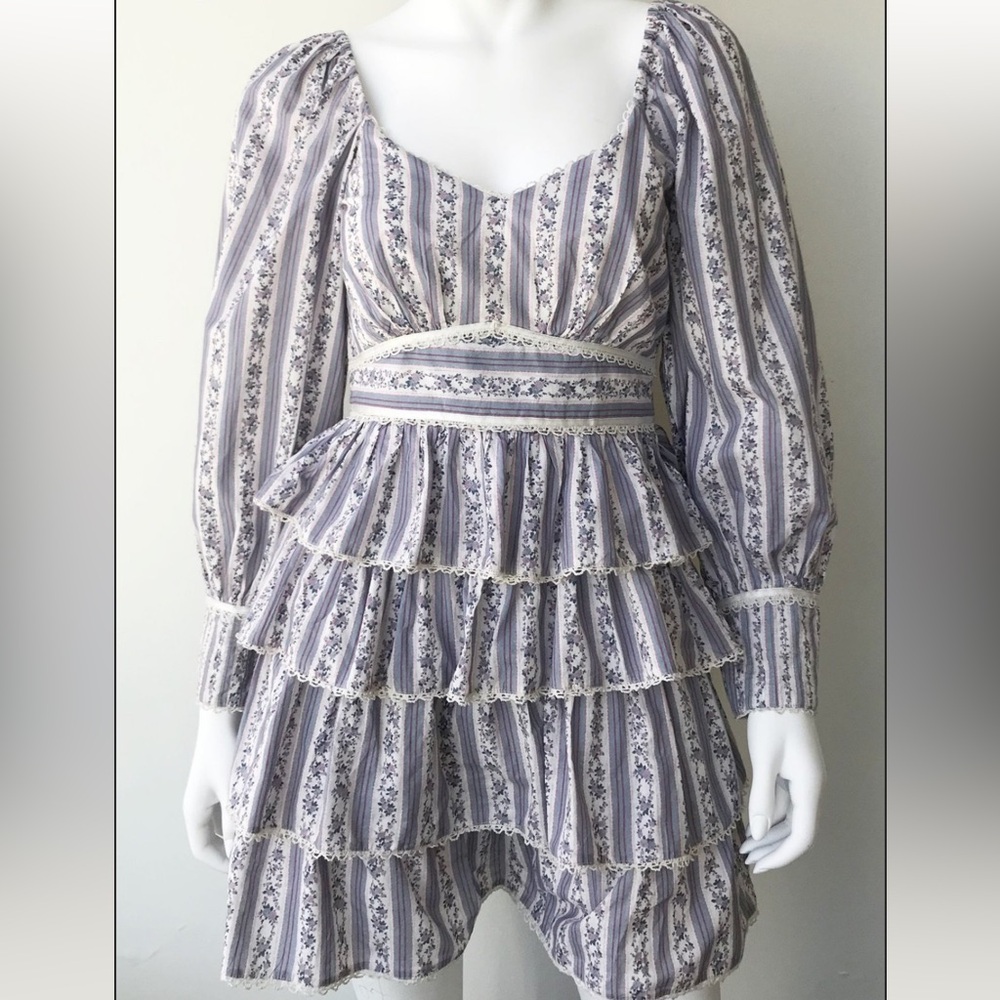 LoveShackFancy Blue and White Striped Mini Dress - Picture 7 of 8